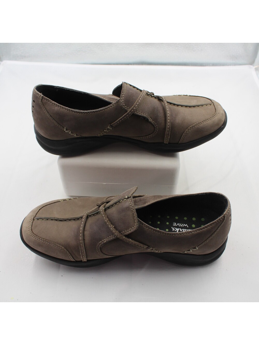 Clarks Wave Walk 6.5M Womens Comfort Orthopedic Slip On Loafer Shoes Taupe Brown